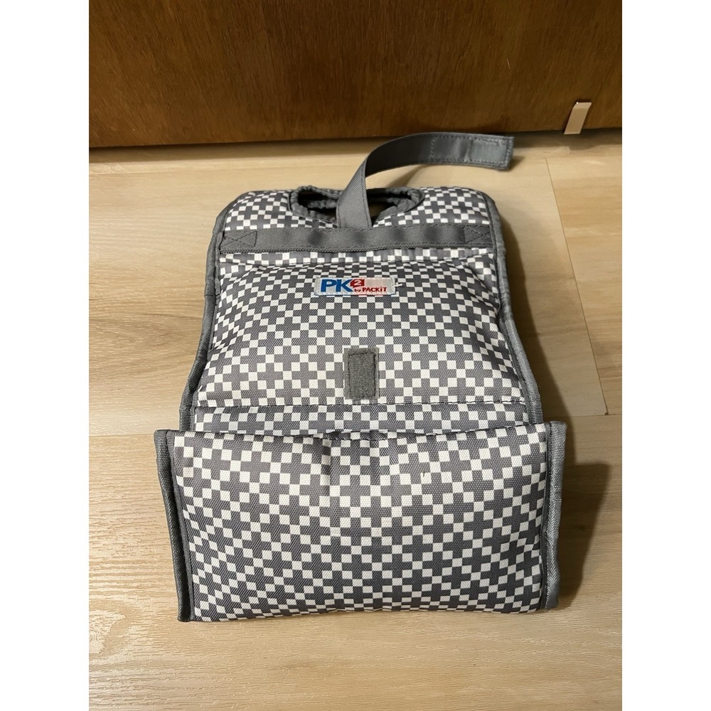 PackIt PK2 Freezable Lunch Bag Gray White Excellent Condition Freezer Bag
